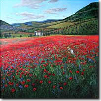 Poppy Paradise - Poppies Italian Landscapes by Tuscan Artist Jennifer Vranes