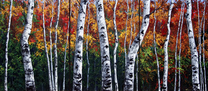 Aspens In Autumn Triptych 792 X 350
