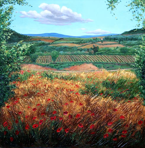 Hills of Chianti — palette knife painting by Jennifer Vranes