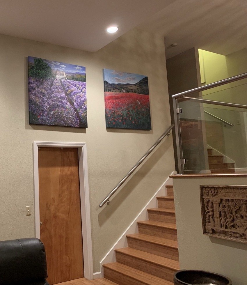 Lavender Haze and Poppies in Paradise in a collector's home