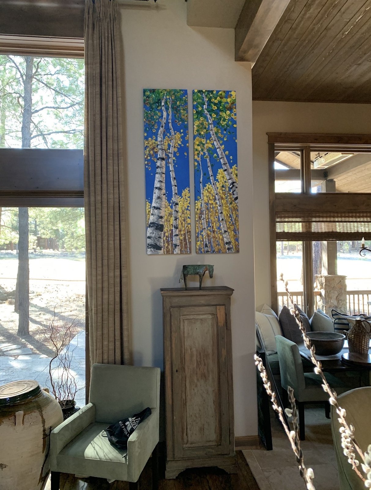 Skyward Fall Diptych in a collector's home