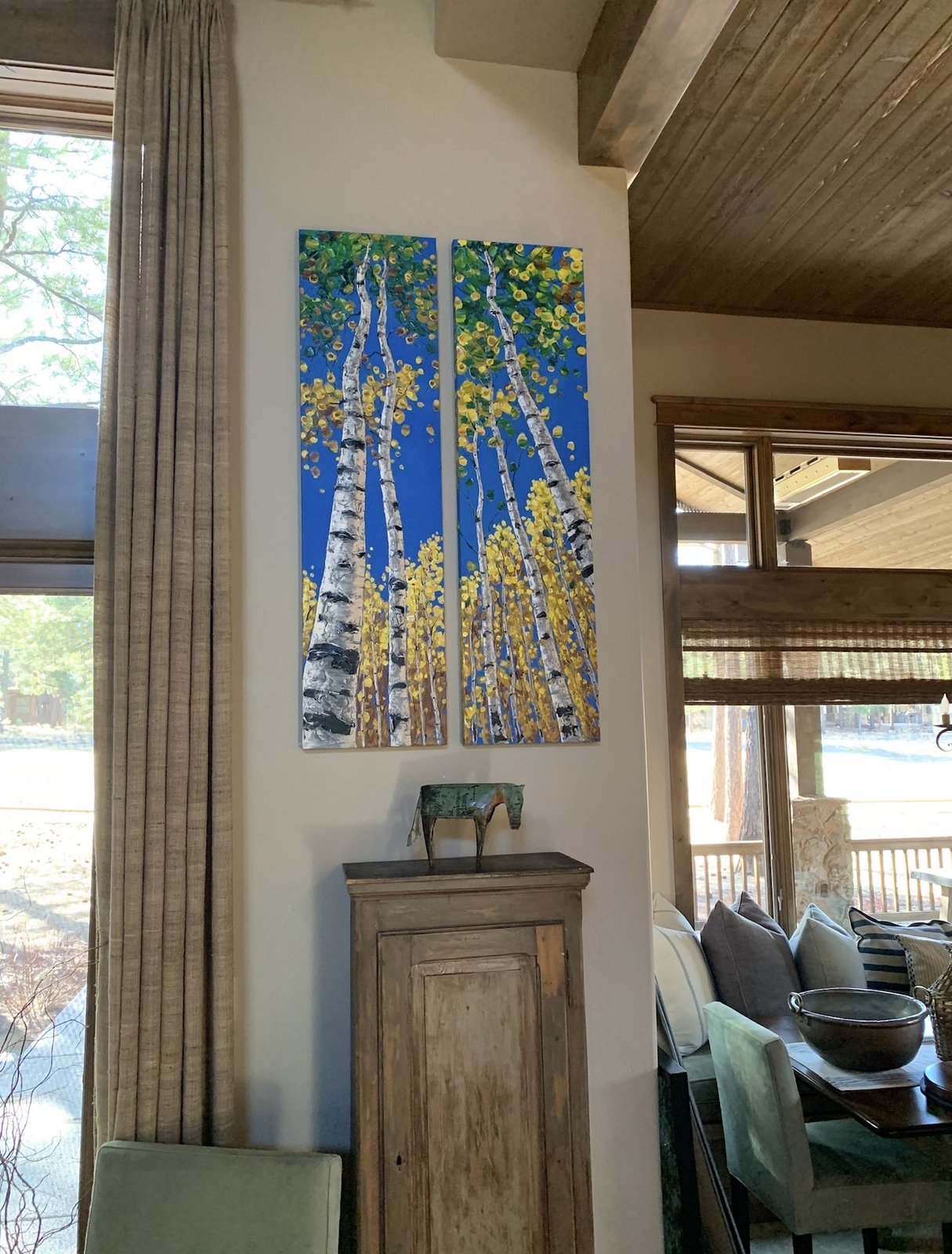 Skyward Fall Diptych in a collector's home