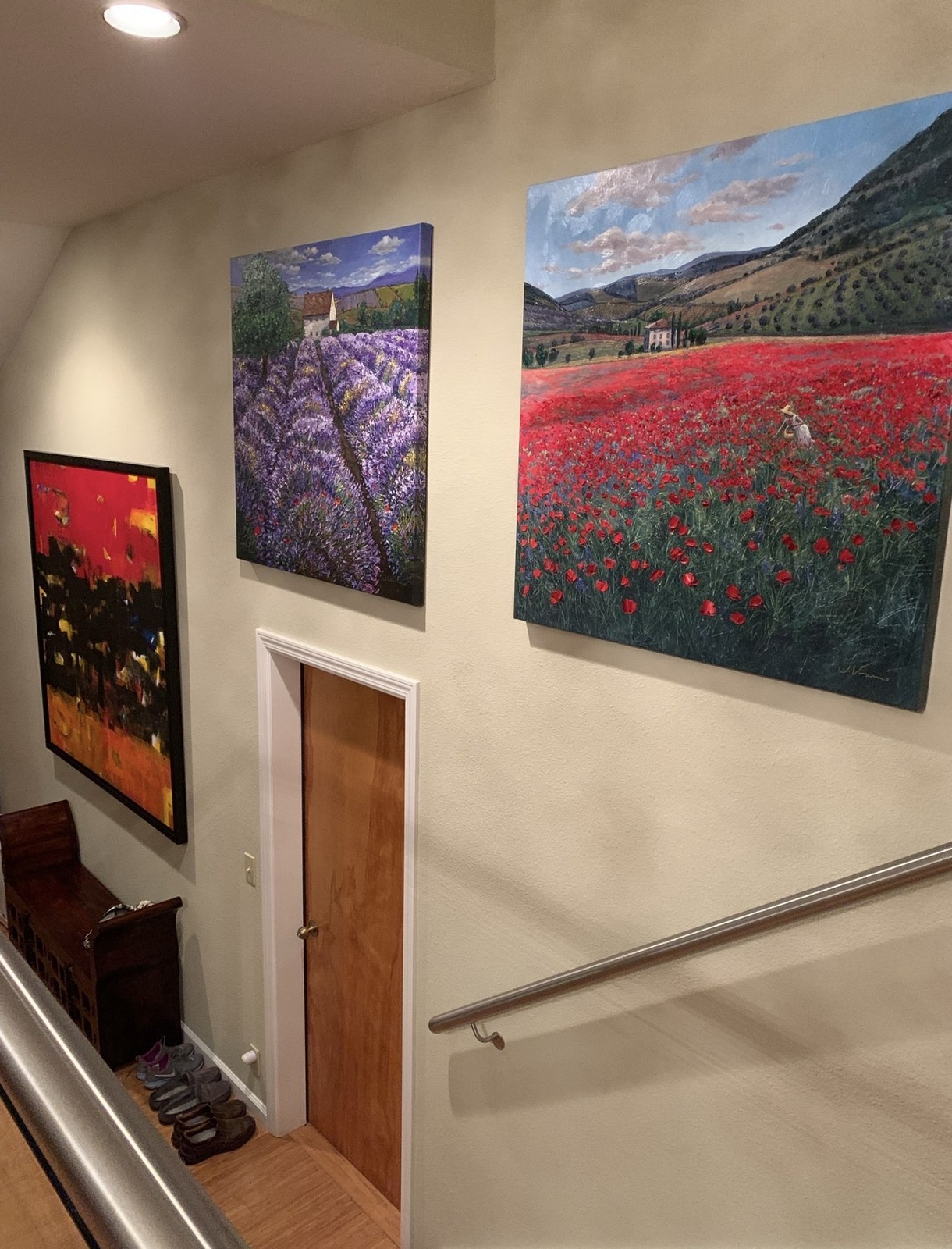 Lavender Haze and Poppies in Paradise in a collector's home