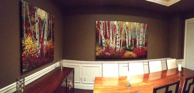 In the Bartlett dining room — palette knife painting by Jennifer Vranes