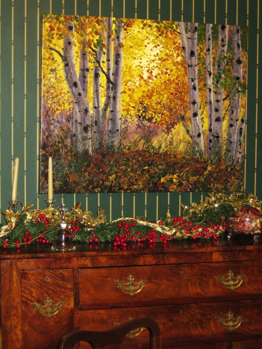 In Randy and D'Ann Downey's home — palette knife painting by Jennifer Vranes