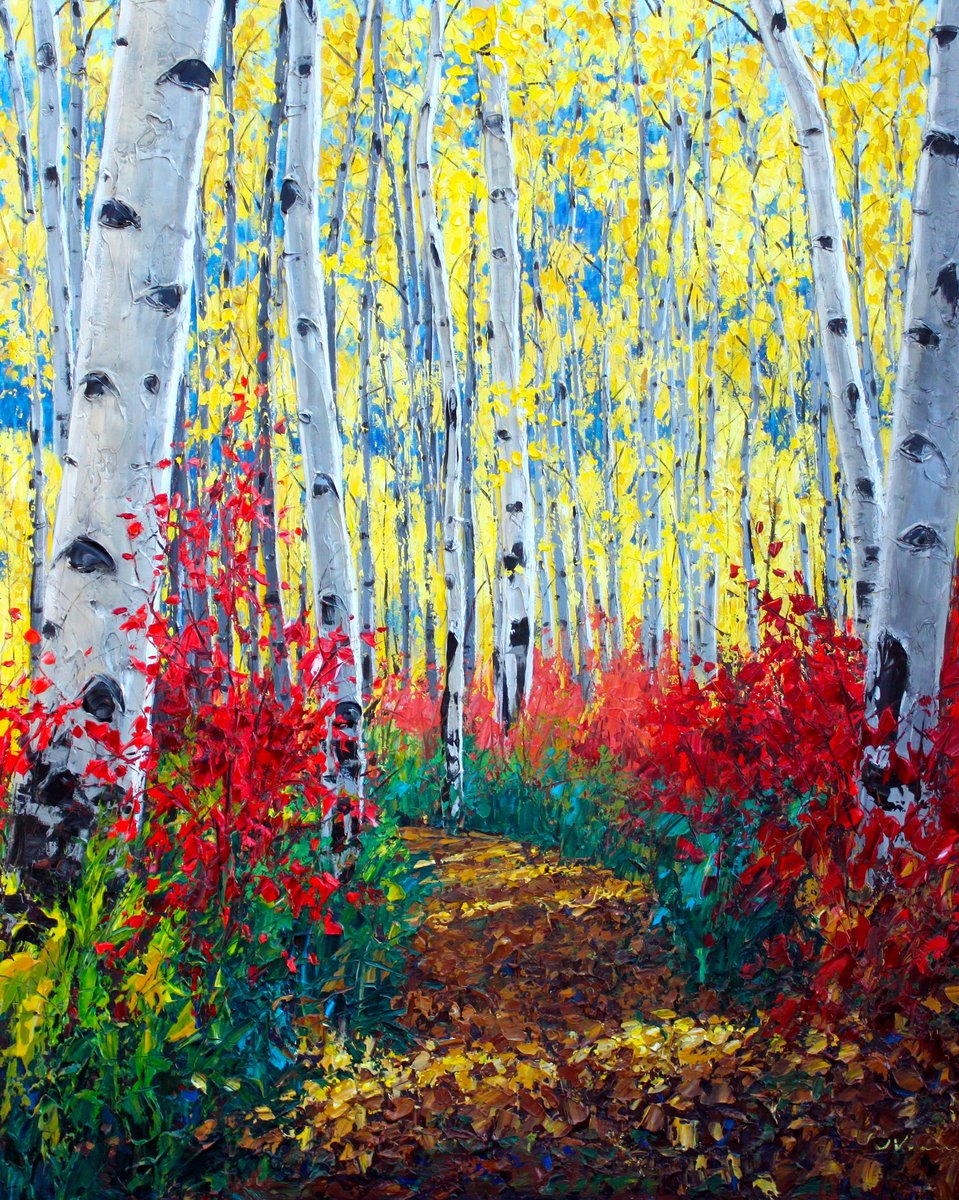 Sunshine Pathway — palette knife painting by Jennifer Vranes