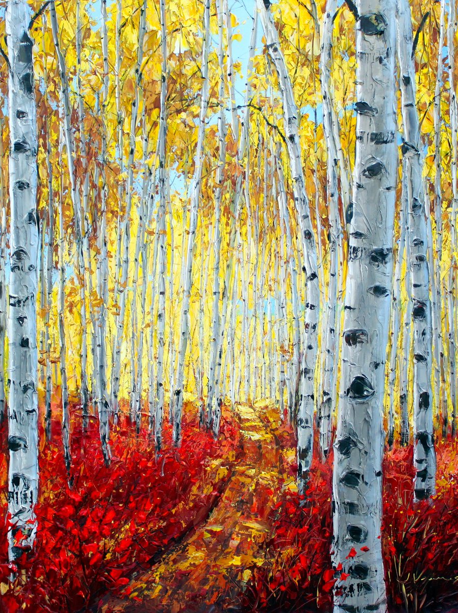 Heavenly Hike — palette knife painting by Jennifer Vranes