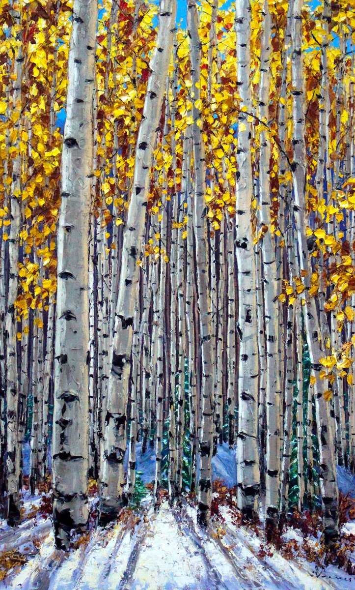 Powder Day — palette knife painting by Jennifer Vranes