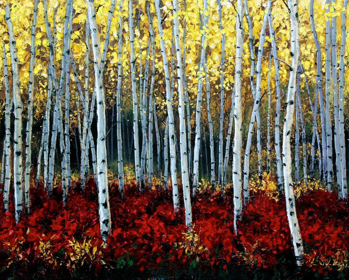 Kick Aspens — palette knife painting by Jennifer Vranes