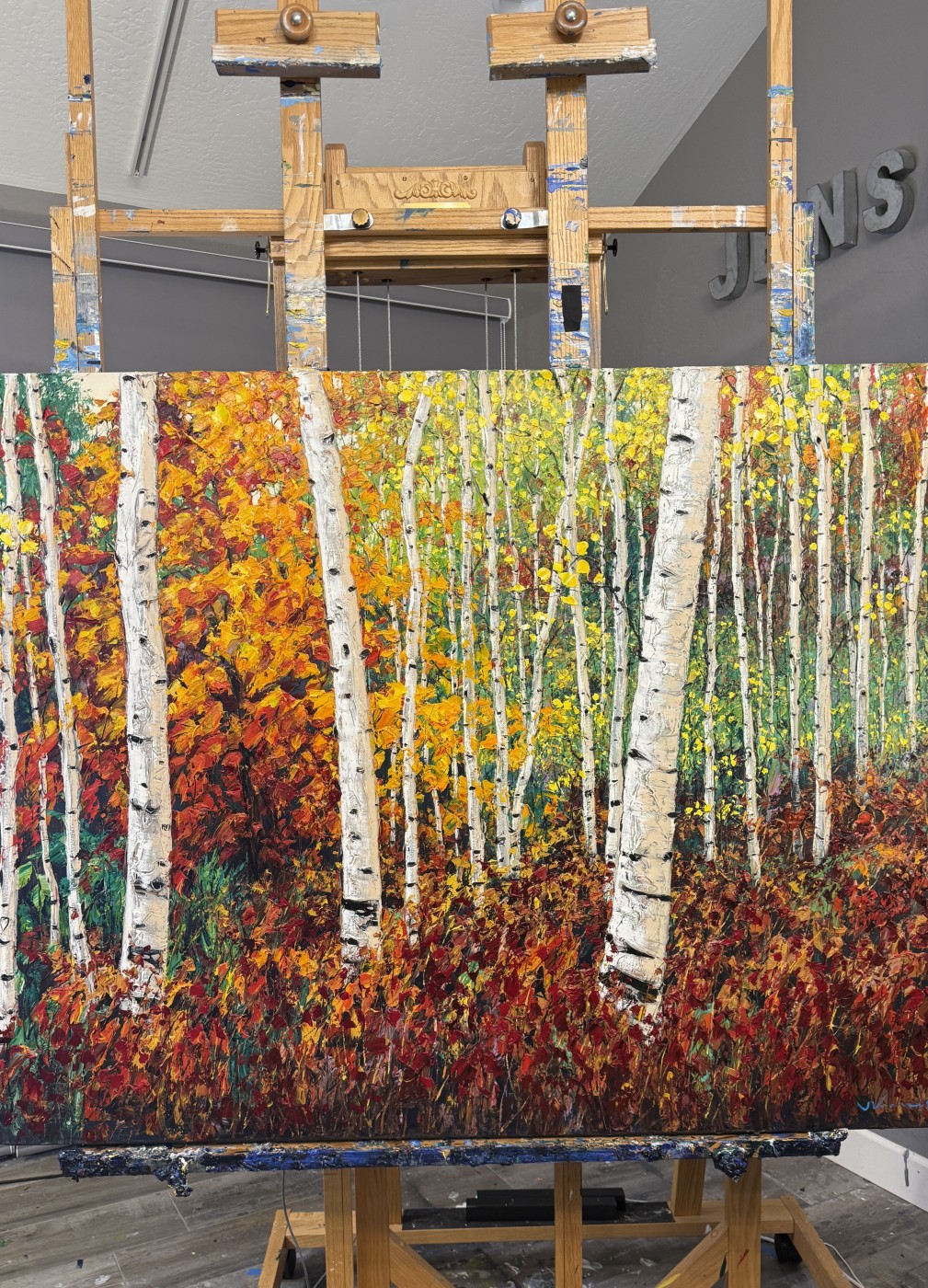 Fall Brilliance — palette knife painting by Jennifer Vranes