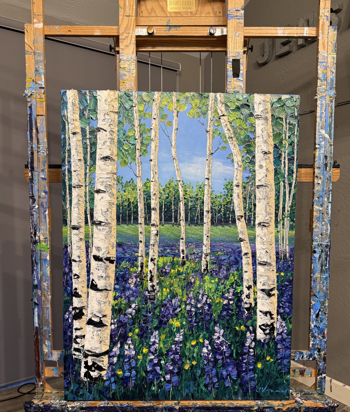 Rooted Elegance — palette knife painting by Jennifer Vranes